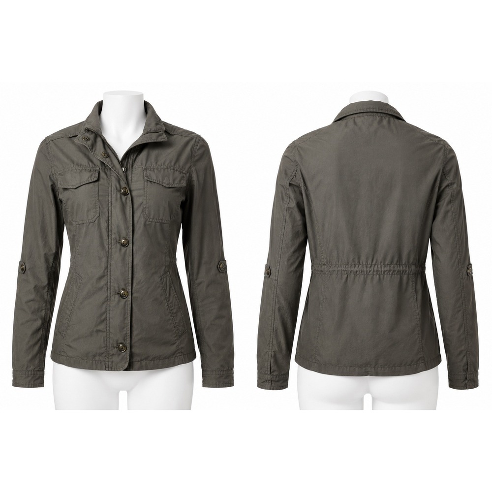 Buffalo David Bitton Lawrence Utility Jacket Women‎ L Olive Military Field Coat